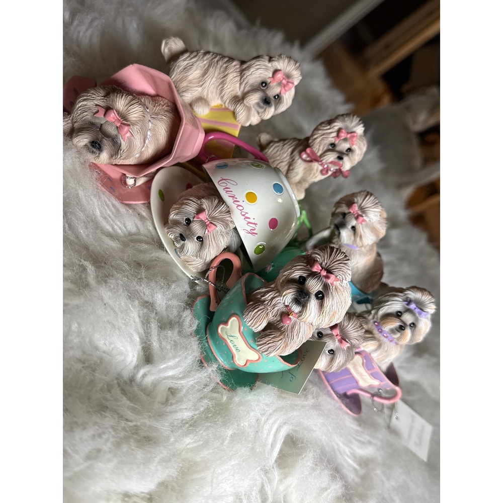 Hamilton Collection Shih Tzus With Personali-tea Figurine 8pc Limited Edition